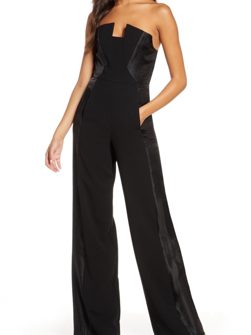 Black Halo Black Square-Neck Wide-Leg Jumpsuit with Structured Bodice - Picture 16 of 16
